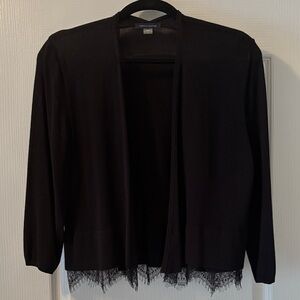 Tommy Hilfiger Black Cardigan with Lace Hem